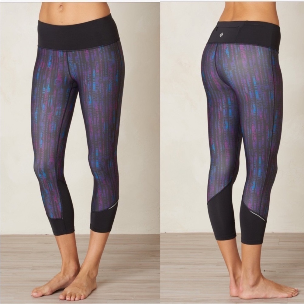 Prana Tatum Capri Leggings Mid Rise Wide Waistband